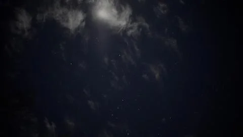 Starry Night Constellations with Small Clouds Hovering in the Night Sky Foto stock