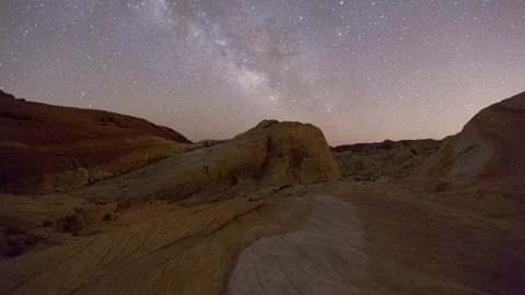 Starry Night, Desert Landscape, Timelapse Stock Footage 84354748