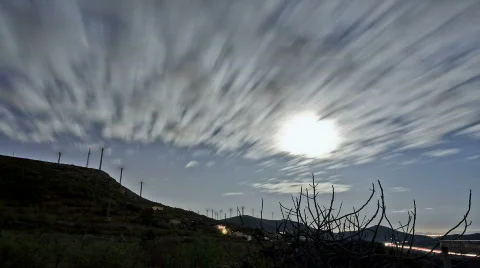 Starry night in a eolic park Stock Footage 670846