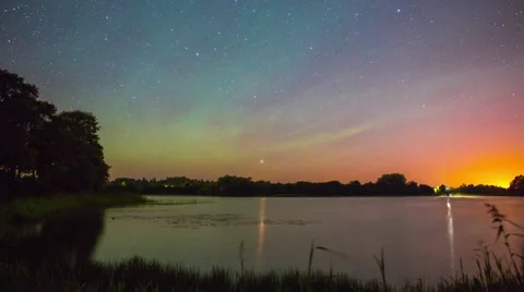 Starry night at the lake Stock Footage 61335631