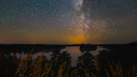 Starry night at the lake Stock Footage 111988066