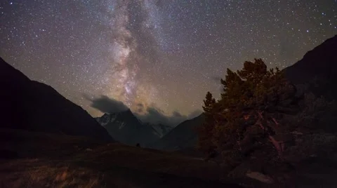 Starry night in mountains (timelapse) Video stock 42685586