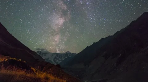 Starry night in mountains (timelapse) Stock Footage 42685933