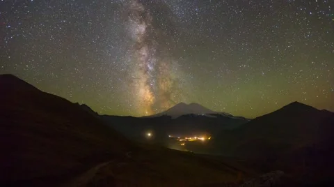 Starry night in mountains (timelapse) Stock Footage 42686993