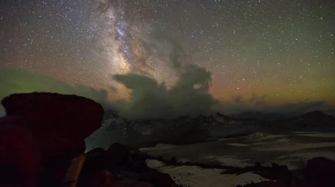 Starry night in mountains (timelapse) Stock Footage 42687320