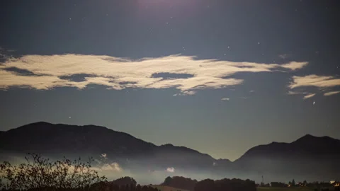 Starry night over the Austrian alps - cloudscape time lapse Stock Footage 256878615