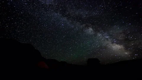 Starry Night over the canyon Bayanzag, Mongolia.  Video stock 77154777