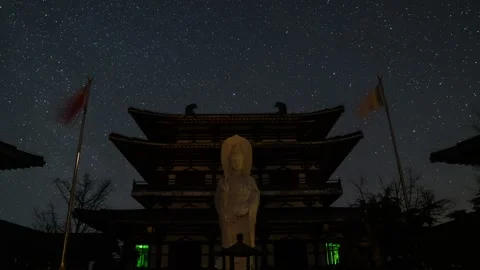 Starry Night Over Chinese Ancient Architecture Time-lapse Stock Footage 326670571