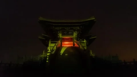 Starry Night Over Chinese Ancient Architecture Time-lapse Stock Footage 326671018
