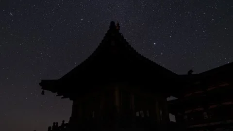 Starry Night Over Chinese Ancient Architecture Time-lapse Stock Footage 326671580