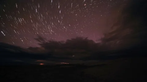 Starry Night over the clouds over the salted lake Durgun Nuur, Mongolia. Fu.. Stock Footage 71697839