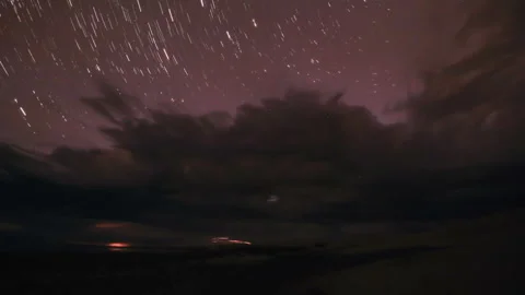 Starry Night over the clouds over the salted lake Durgun Nuur, Mongolia. Full Stock Footage 94648754