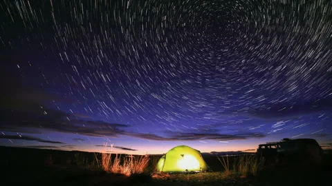 Starry Night over the clouds over the lake Khar-Us Nuur, Mongolia. Full HD Stock Footage 94648839