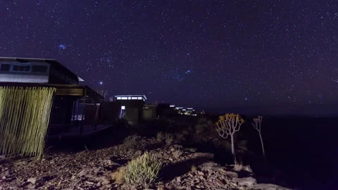 Starry Night Over Desert Architecture Stock Footage 303381407