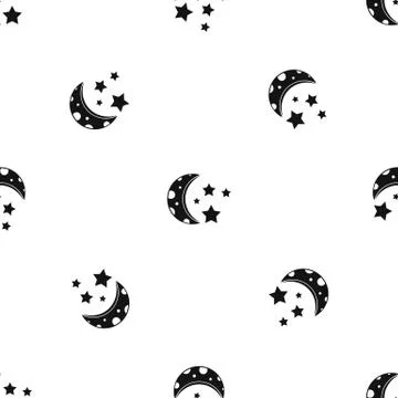 Starry night pattern seamless black Ilustración de archivo