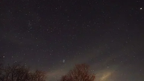Starry Night Poconos Timelapse Wide Angle 4K Stock Footage 154484457