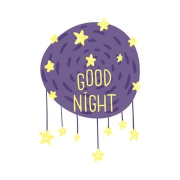 Starry night sky in a circle. Vector illustration on a white background. 스톡 일러스트