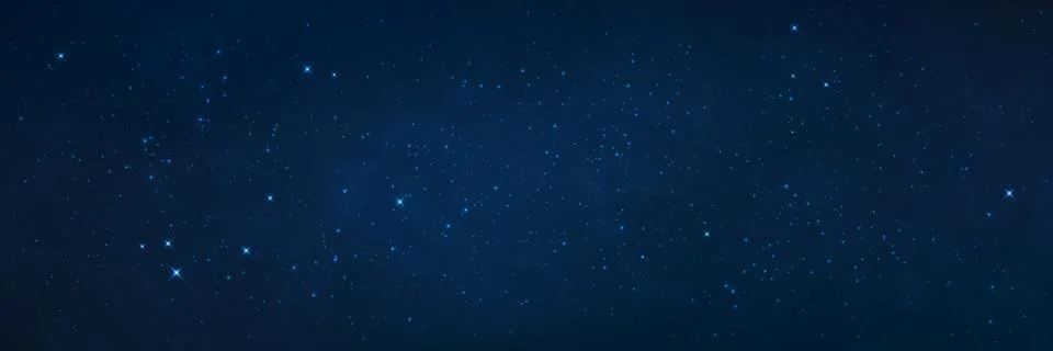 Starry night sky. Deep space background with scattered stars. Dark blue galaxy Stock-Illustration