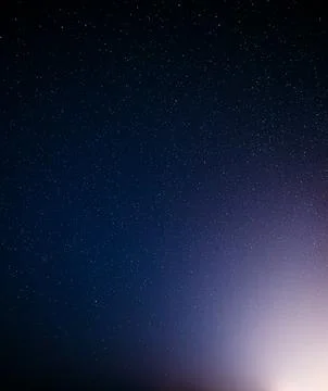 Starry Night Sky with Gradient Aurora Colors Blue Purple Pink Nebula Effect Stock Photos