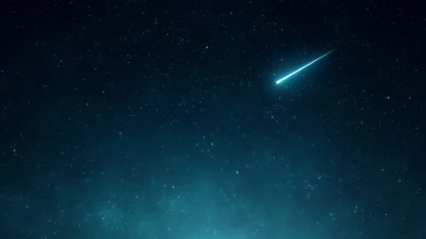 Starry night sky, meteor shower, falling comets, milky way galaxy Stock Footage