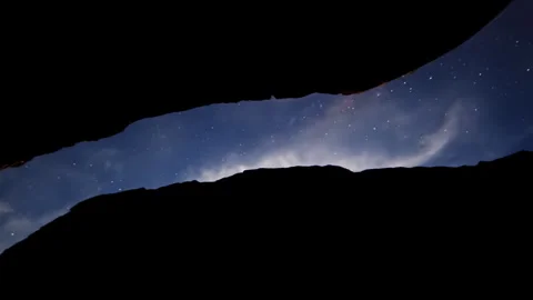 Starry night sky moving through a desert canyon Stock Footage 333149768