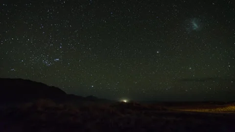 Starry Night Sky Over Dark Landscape Stock Footage 303519450