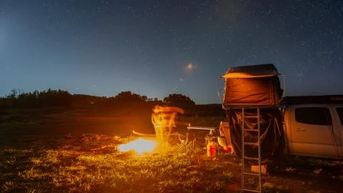 Starry Night Sky over Strawberry Reservoir Foto stock