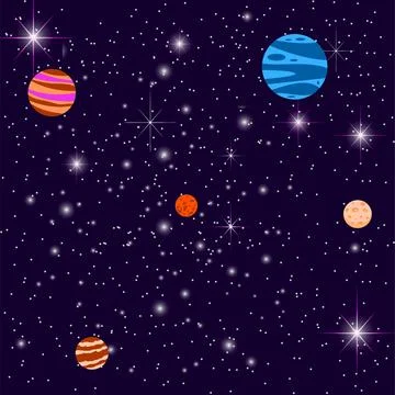 Starry Night Sky With Planets Stock-Illustration