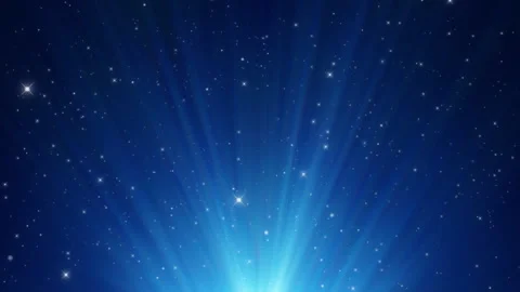 Starry Night Sky with Radiant Light Rays in Deep Blue Animation Stock Footage 287681102