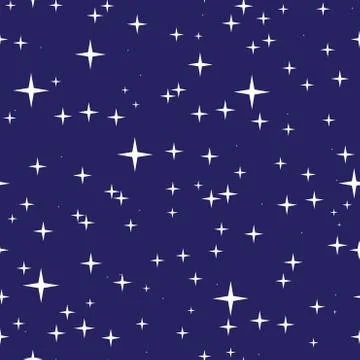 Starry night sky seamless pattern Stock Illustration