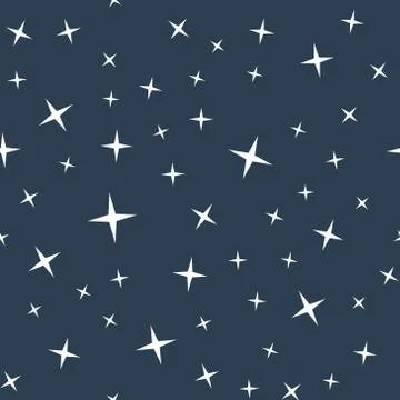 Starry night sky seamless pattern Stock Illustration