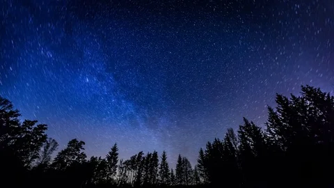 Starry night sky with startrails. 4k Time lapse Stock Footage 79586911