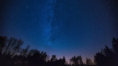 Starry night sky with startrails Stock Footage 85913104