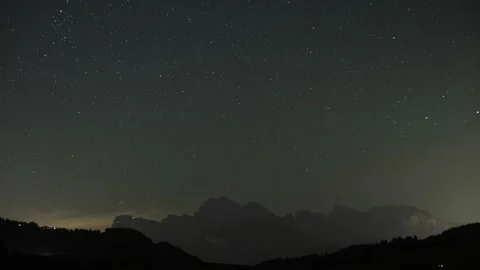 Starry Night Sky Timelapse over Silhouetted Mountain Peaks at Midnight 库存影片 331165725