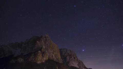 Starry Night Sky Timelapse Over Rugged Mountain Peaks Stock Footage 345962130