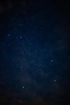 Starry Night Sky with Wispy Clouds and a Faint Streak Stock Photos