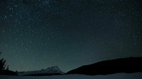 Starry Night Star Trails Time Lapse over Mt. Hood Oregon. Stock Footage 46230741