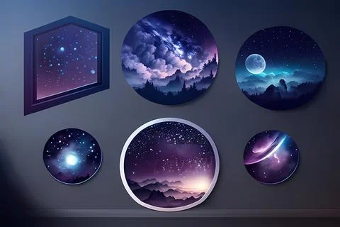 Starry Night Sticker Set Stock Illustration