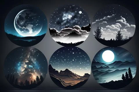 Starry Night Sticker Set Stock Illustration