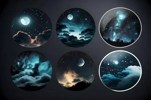 Starry Night Sticker Set Stock Illustration