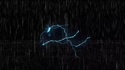 Starry Night Storm with Lightning and Rain Stock Footage 325329006