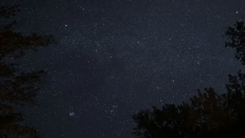 Starry Night Time-Lapse Video of Moving Stars in Maine Stock Footage 162969439