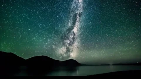 Starry Night Timelapse Milky Way Over Mountains Stock Footage 345959529