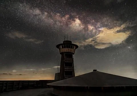 Starry Night Watchtower Stock Photos