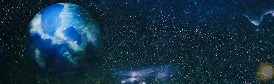 Starry outer space background texture . Blue dark night sky with many stars. Stock Illustration