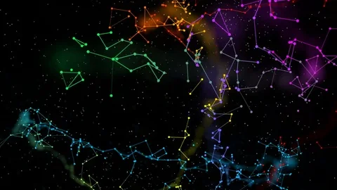 Starry path laid out by a rainbow chain. cinematic background. seamless loop. Stock Footage 80657825