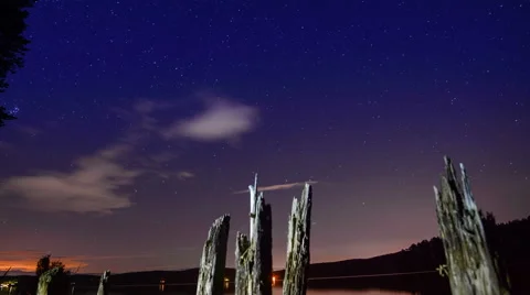 The starry sky above a mountain lake Stock Footage 64899398