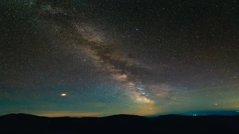 The starry sky above mountains. time lapse Stock Footage 95186641