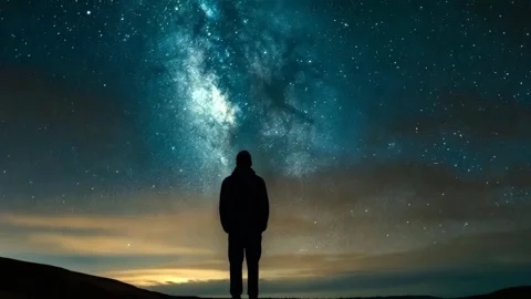 Starry sky back view beautiful stars galaxy Stock Footage 293029148