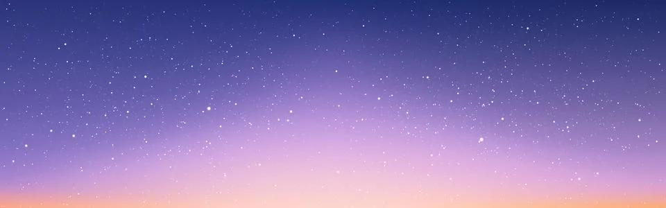 Starry sky background. Beautiful sunset with stars. Wide starry wallpaper for Stock Illustration